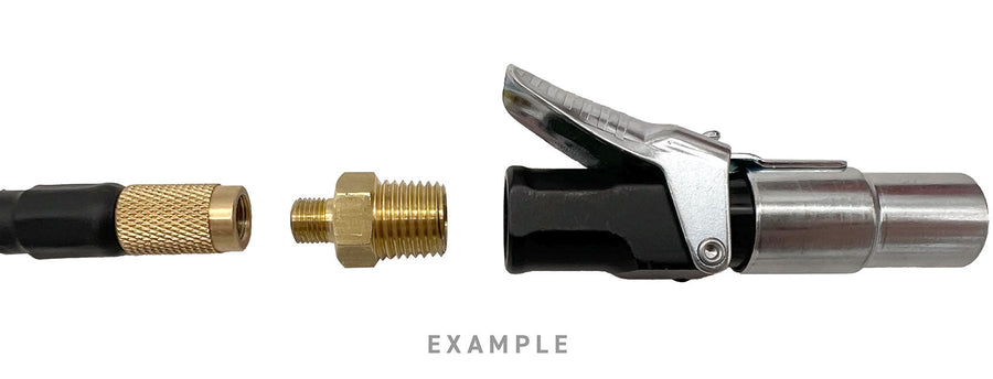 LockNFlate Tyre Inflator Adapter 1/4 BSPT (m) to Schrader Valve (m)